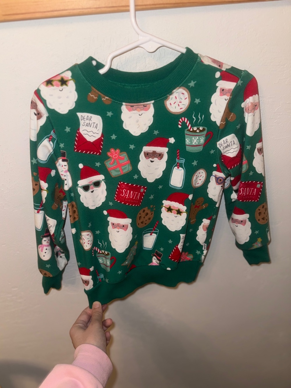 Toddler Christmas Holiday Santa Print Sweatshirt Bamboo Crewneck Little Sleepies
